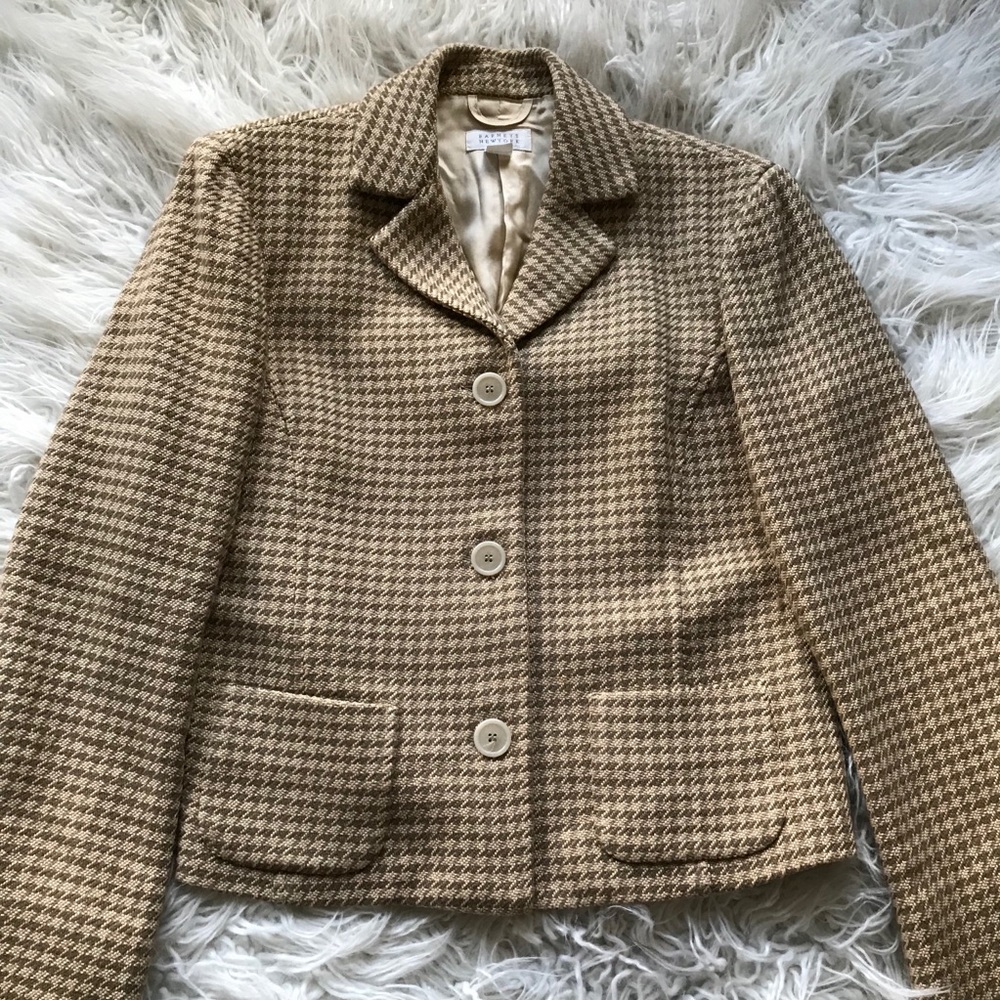 Vintage BARNEYS NY CREAM BROWN HOUNDSTOOTH BLAZER
